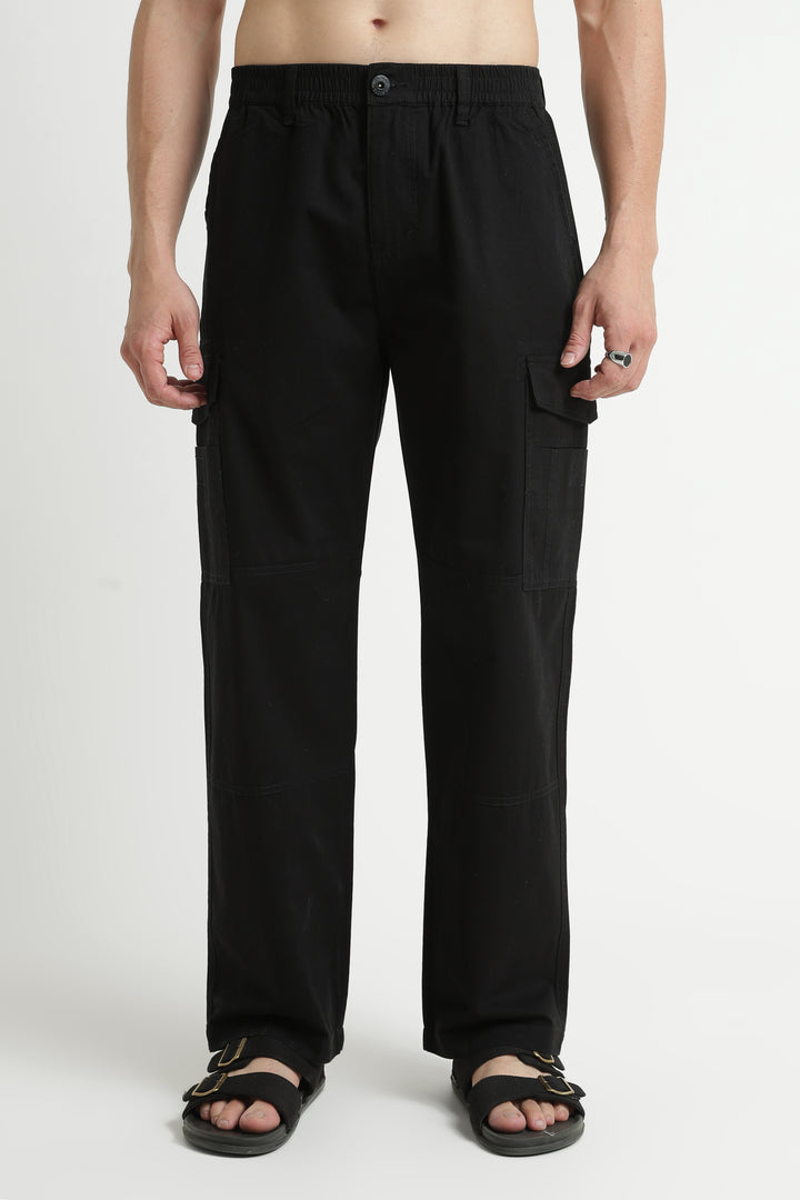 Men’s Jet Black Casual Cargo Pant
