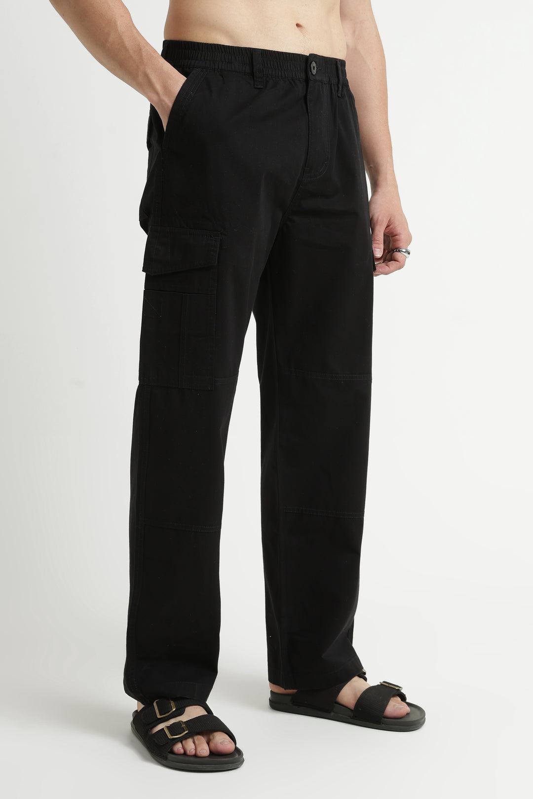 Men’s Jet Black Casual Cargo Pant