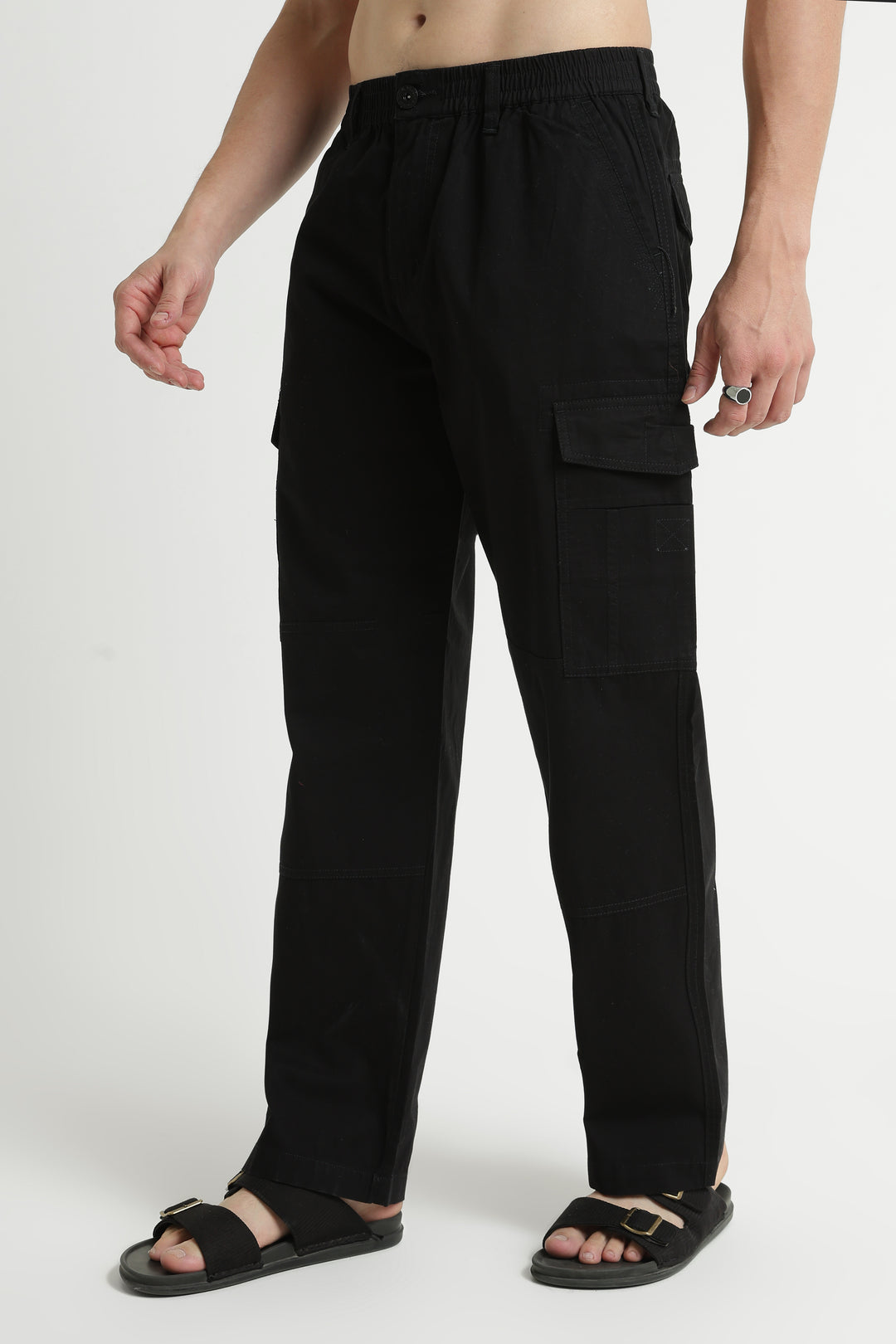 Men’s Jet Black Casual Cargo Pant