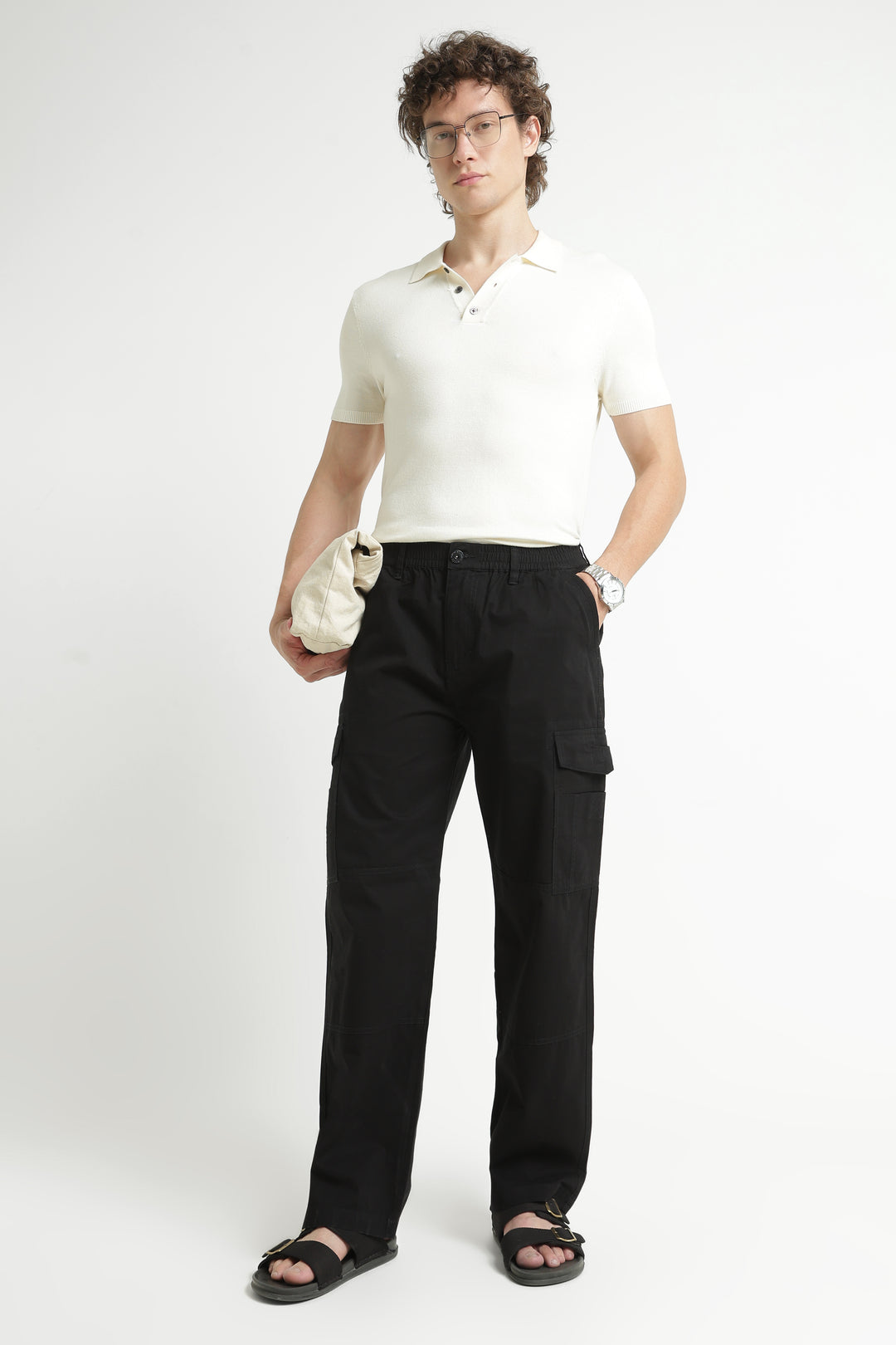 Men’s Jet Black Casual Cargo Pant