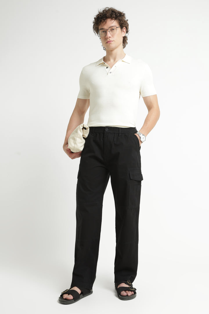 Men’s Jet Black Casual Cargo Pant