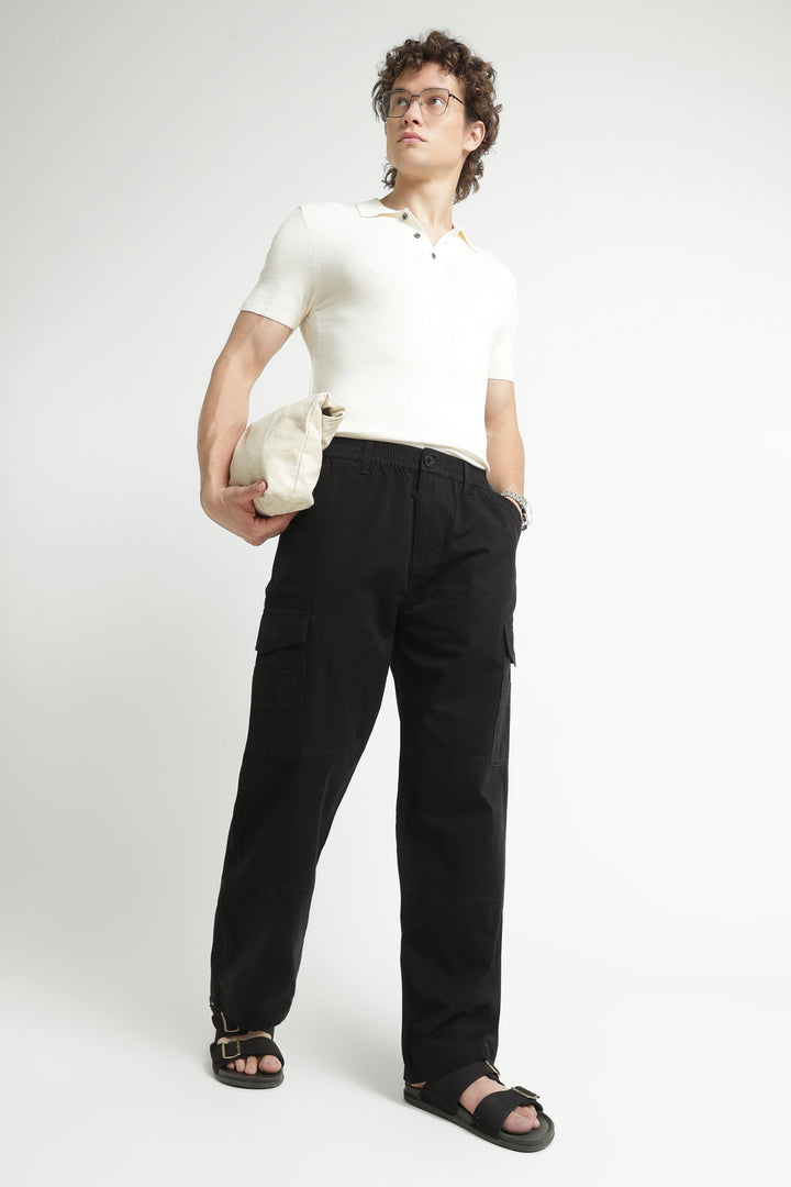 Men’s Jet Black Casual Cargo Pant