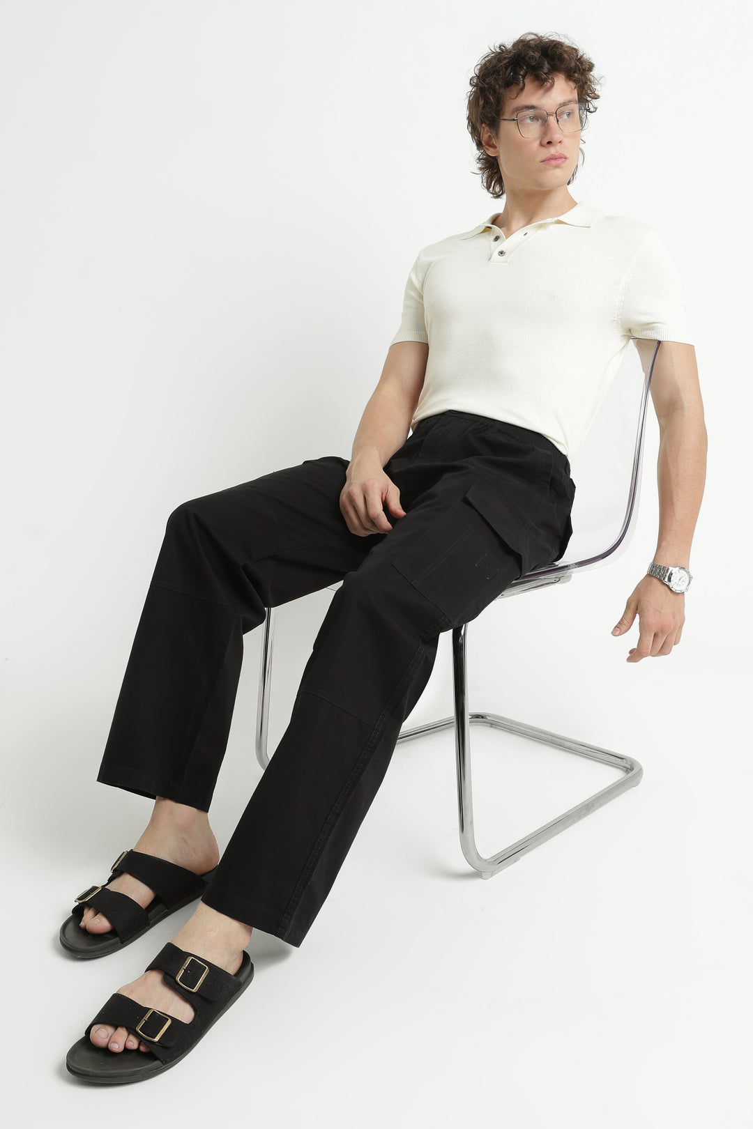 Men’s Jet Black Casual Cargo Pant