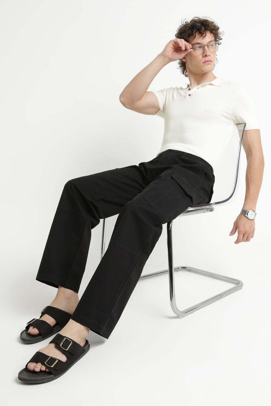 Men’s Jet Black Casual Cargo Pant