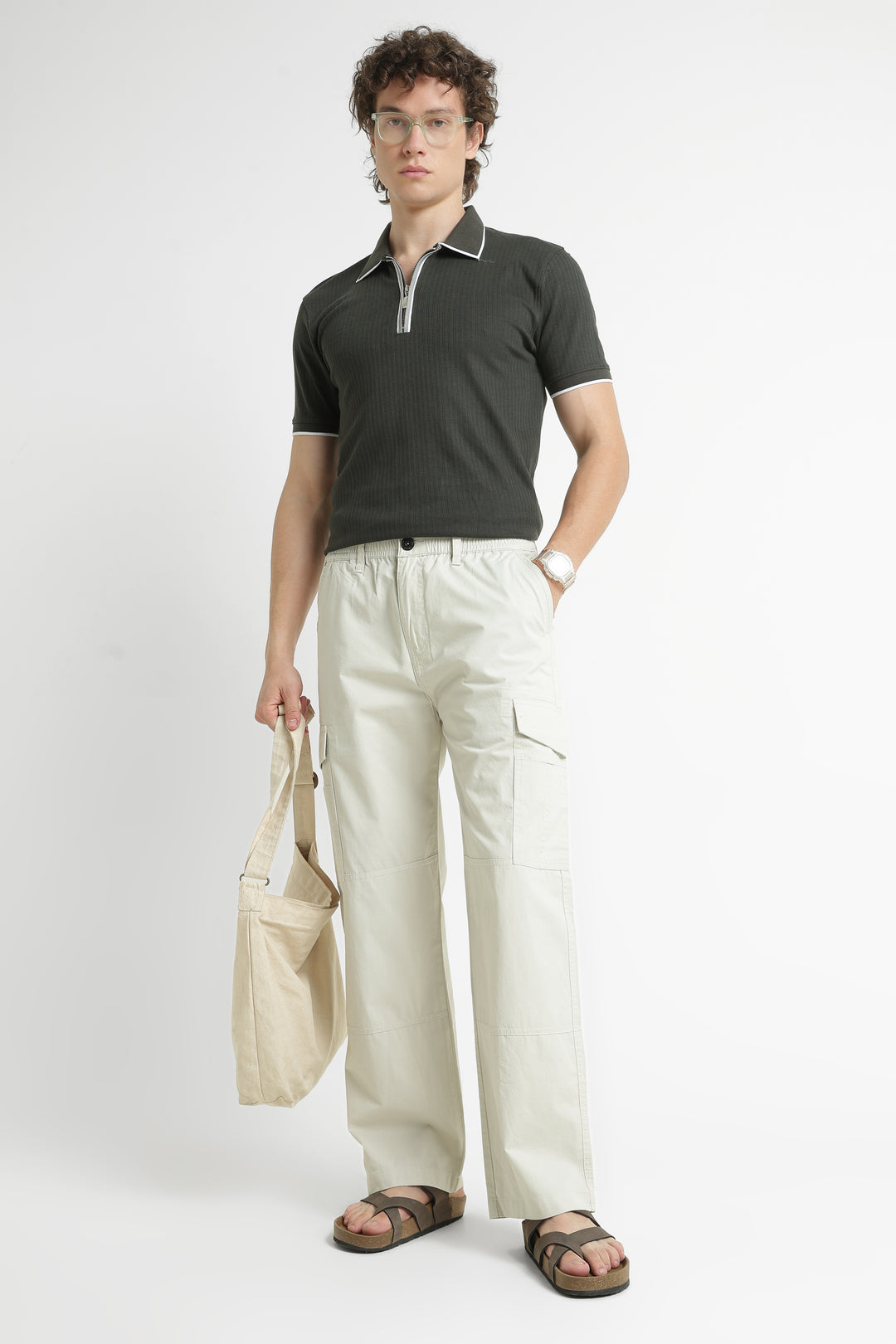 Men’s Off White Casual Cargo Pant
