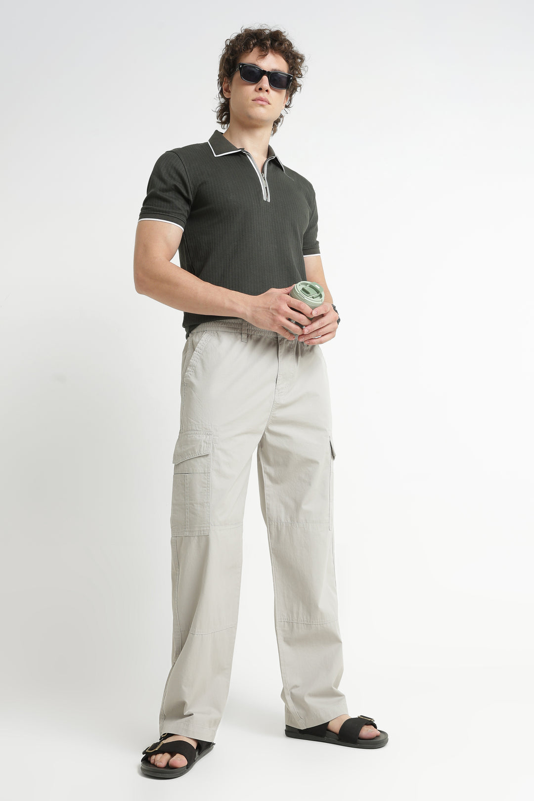 Men’s Light Grey Casual Cargo Pant