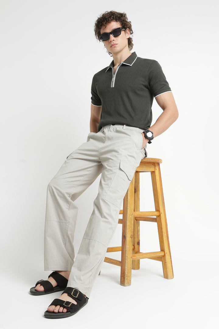 Men’s Light Grey Casual Cargo Pant