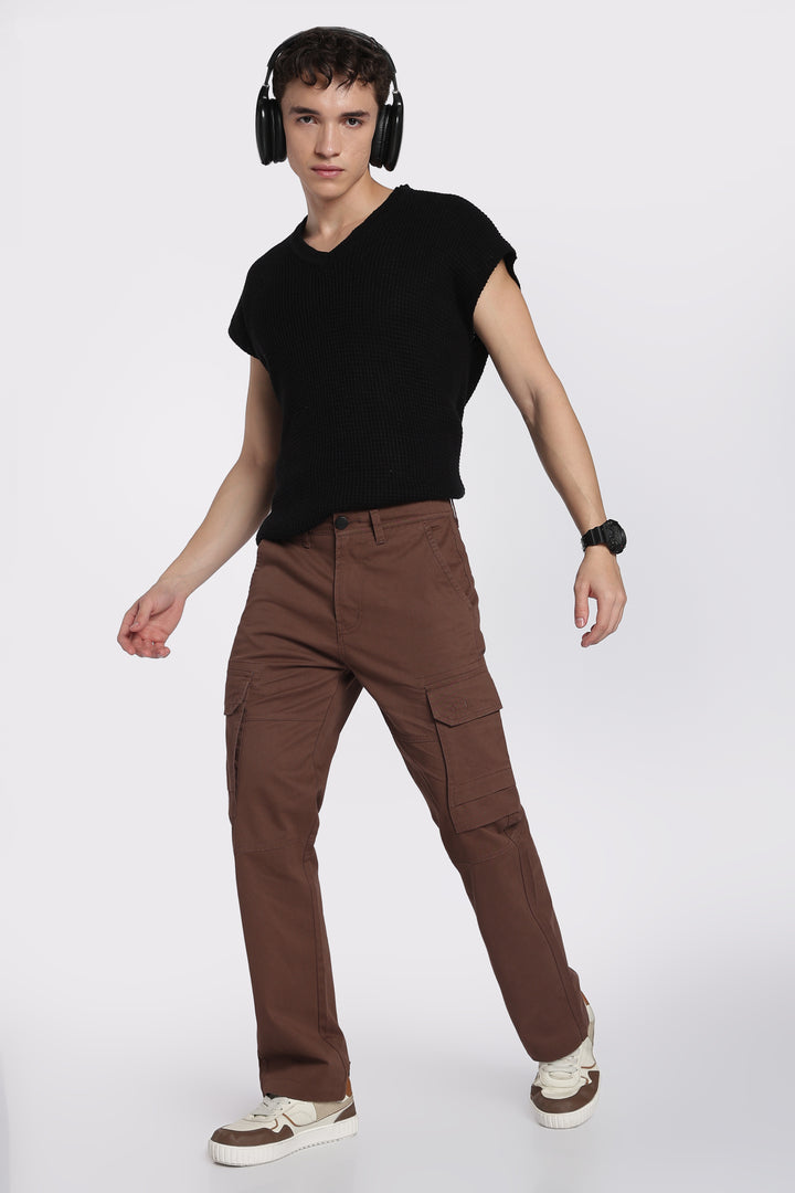 Men's Dark Brown Casual Cargo Pant