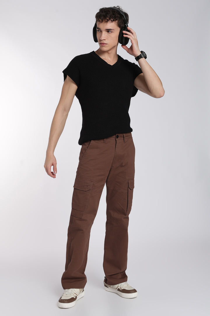 Men's Dark Brown Casual Cargo Pant