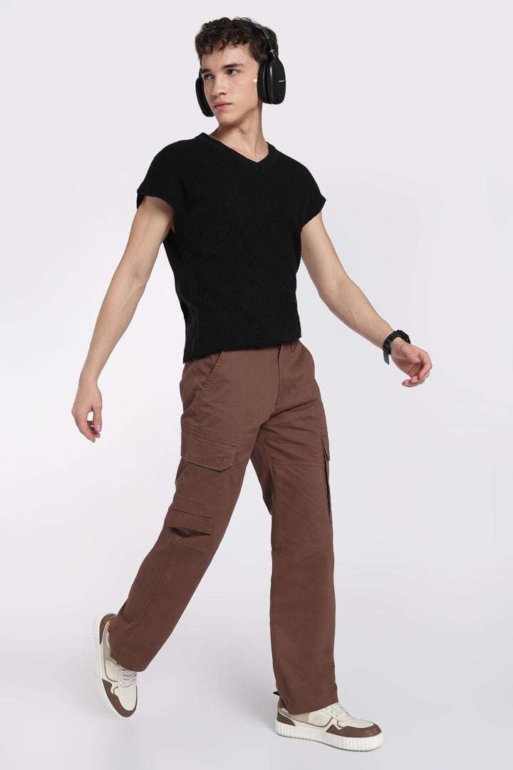 Men's Dark Brown Casual Cargo Pant