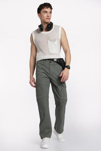 Men's Green Casual Cargo Pant