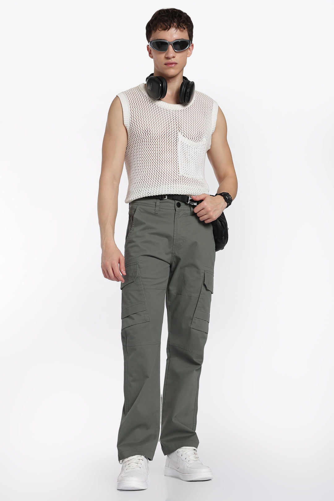 Men's Green Casual Cargo Pant