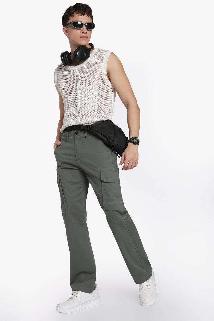 Men's Green Casual Cargo Pant