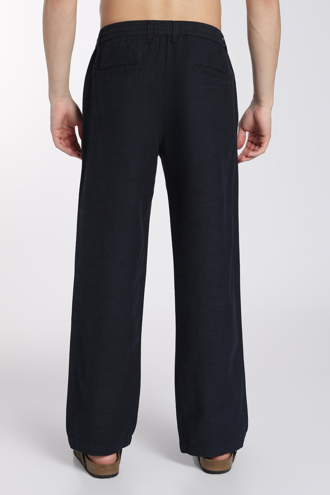Men’s Dark Blue Regular Fit Linen Pants