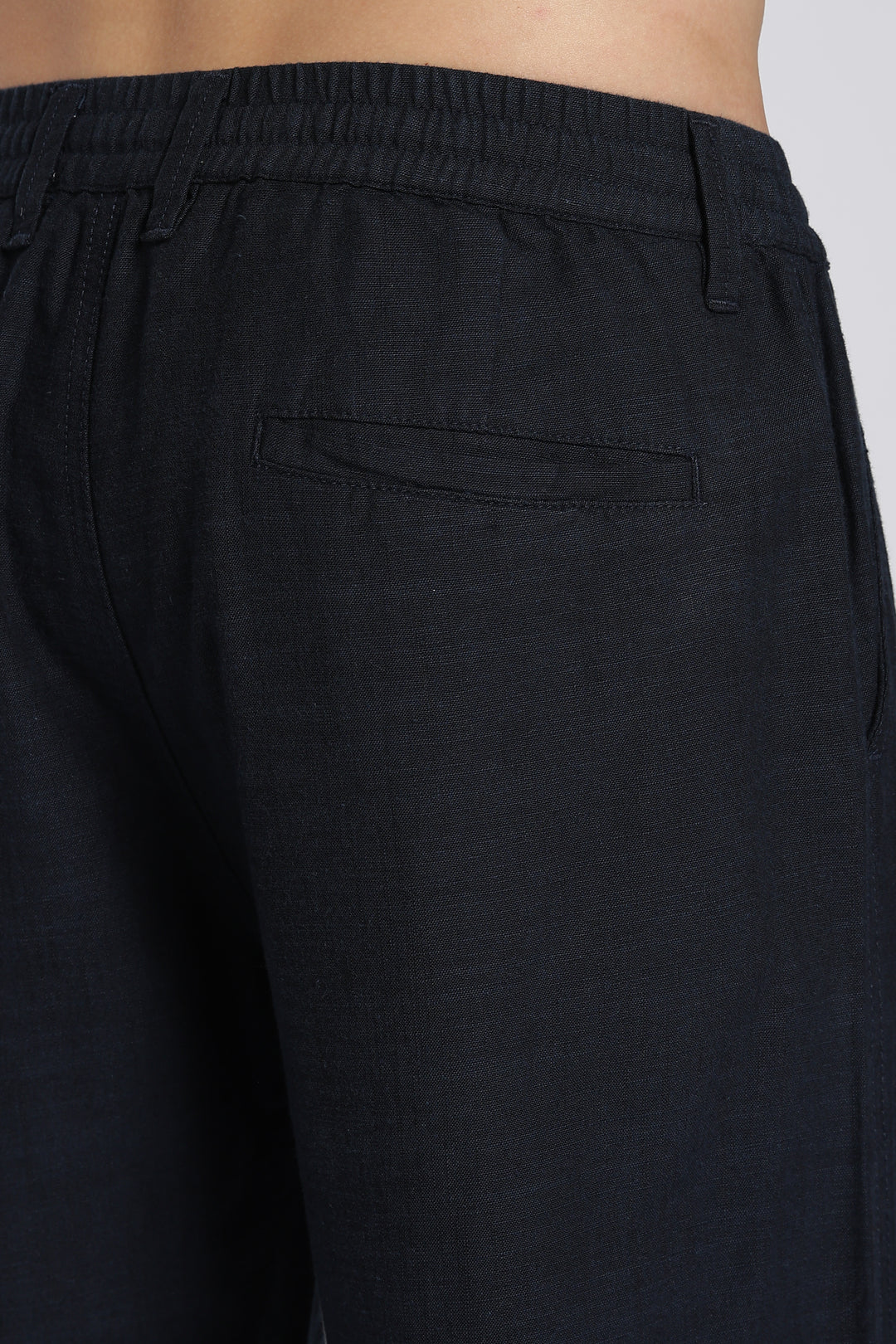 Men’s Dark Blue Regular Fit Linen Pants