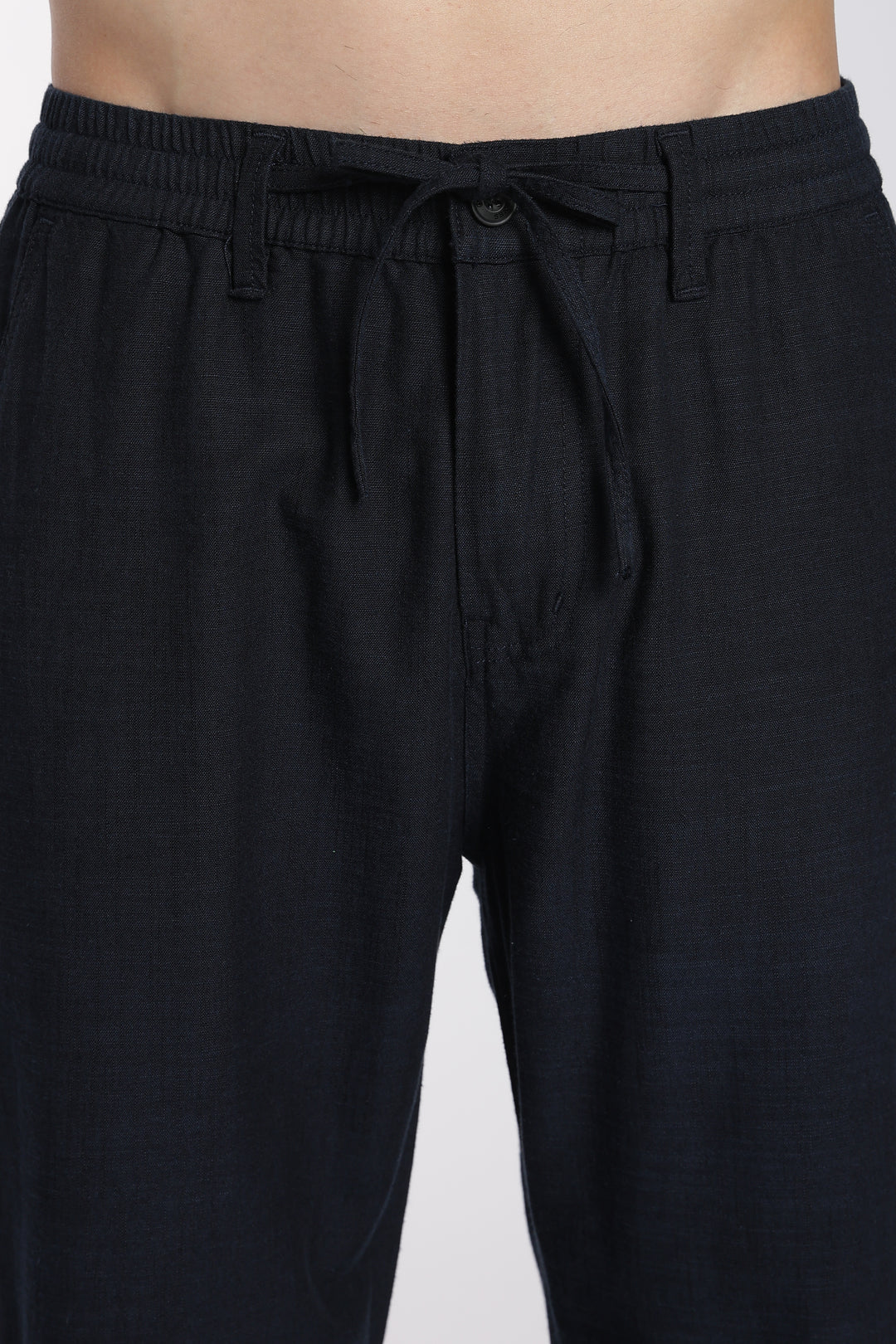 Men’s Dark Blue Regular Fit Linen Pants
