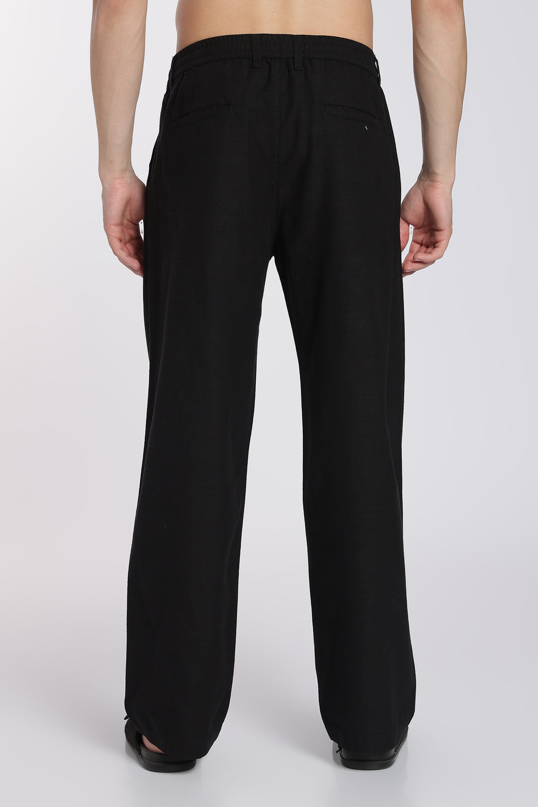 Men’s Black Regular Fit Linen Pants