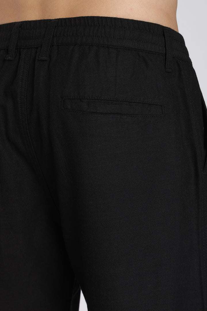 Men’s Black Regular Fit Linen Pants