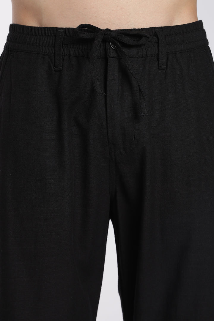 Men’s Black Regular Fit Linen Pants