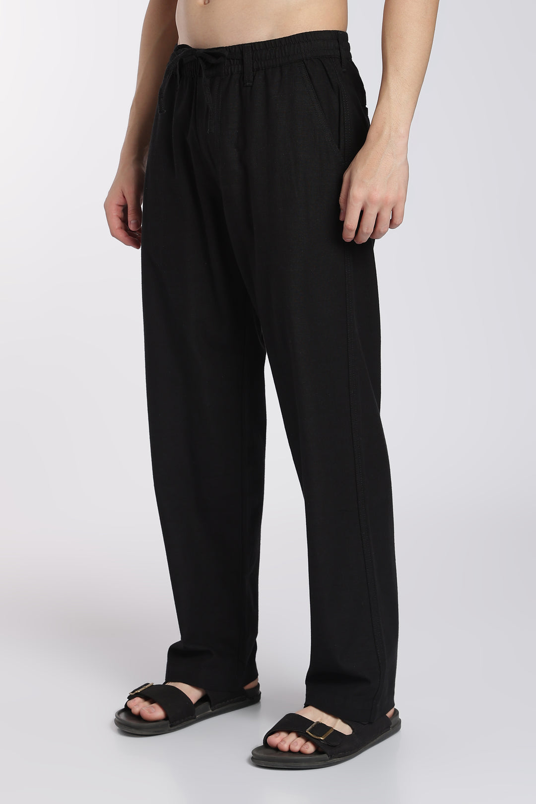 Men’s Black Regular Fit Linen Pants