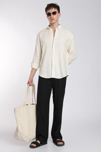 Men’s Black Regular Fit Linen Pants