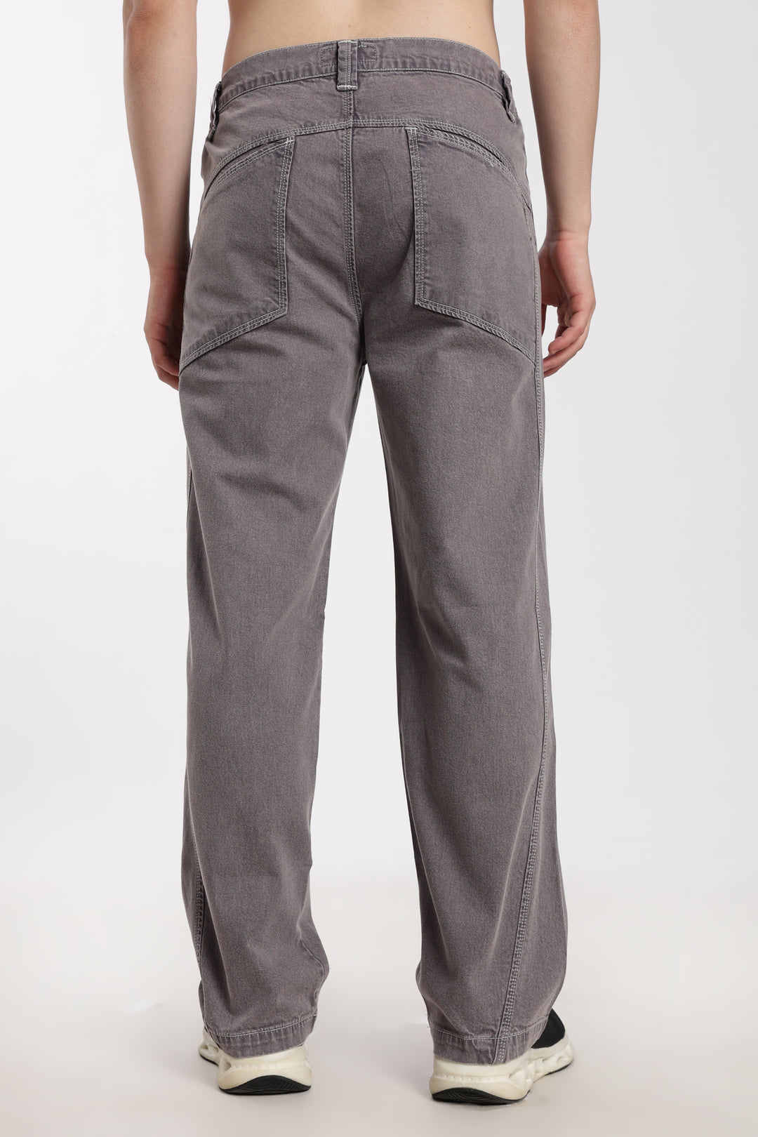 Gray jogger worn by a man on a white background