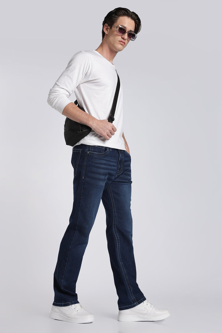 Men's Dark Blue Straight Fit Denim Jeans