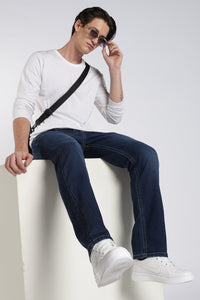 Men's Dark Blue Straight Fit Denim Jeans