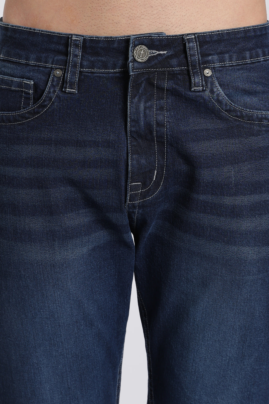 Men's Dark Blue Straight Fit Denim Jeans