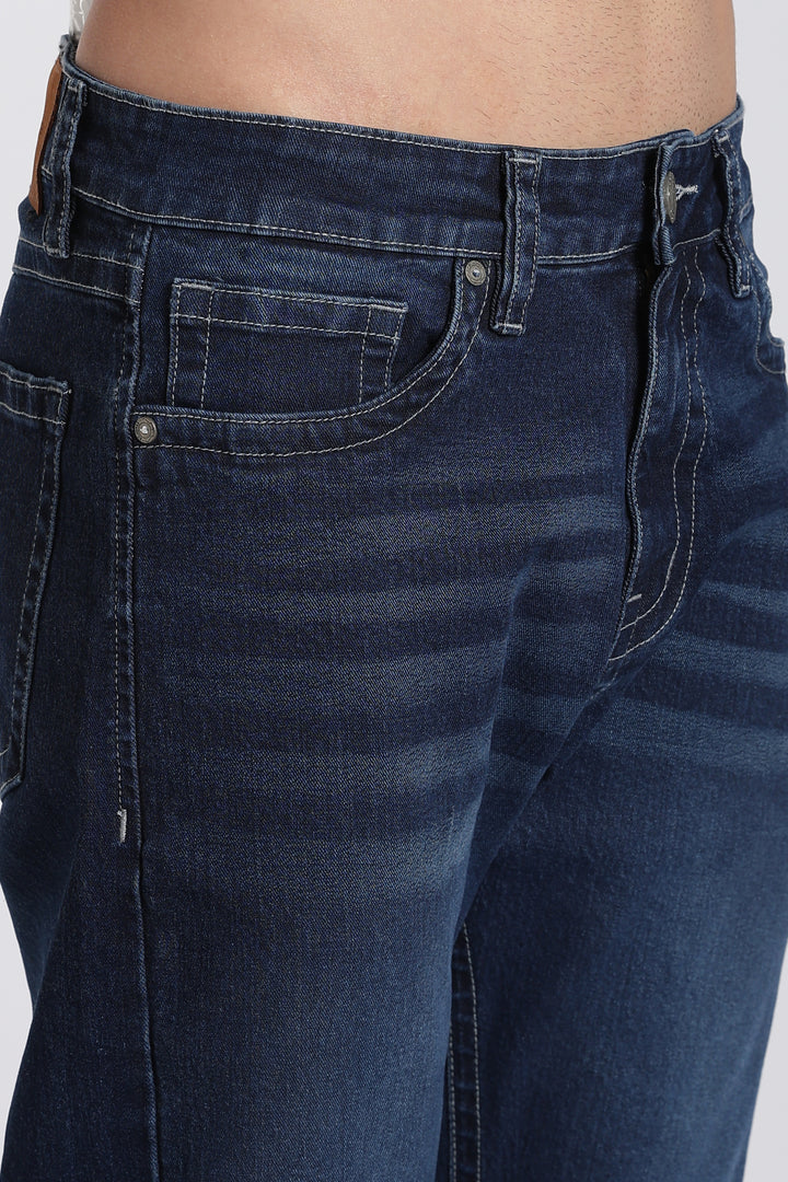 Men's Dark Blue Straight Fit Denim Jeans