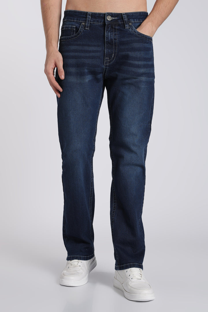 Men's Dark Blue Straight Fit Denim Jeans