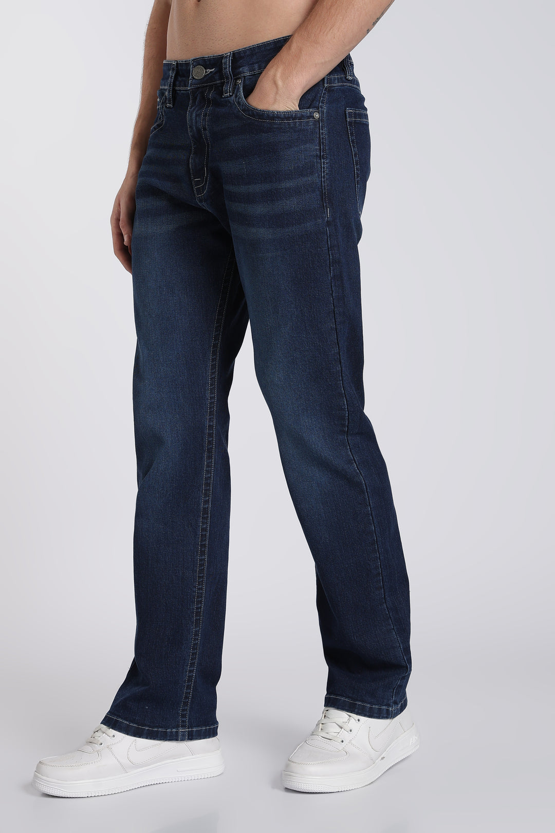 Men's Dark Blue Straight Fit Denim Jeans