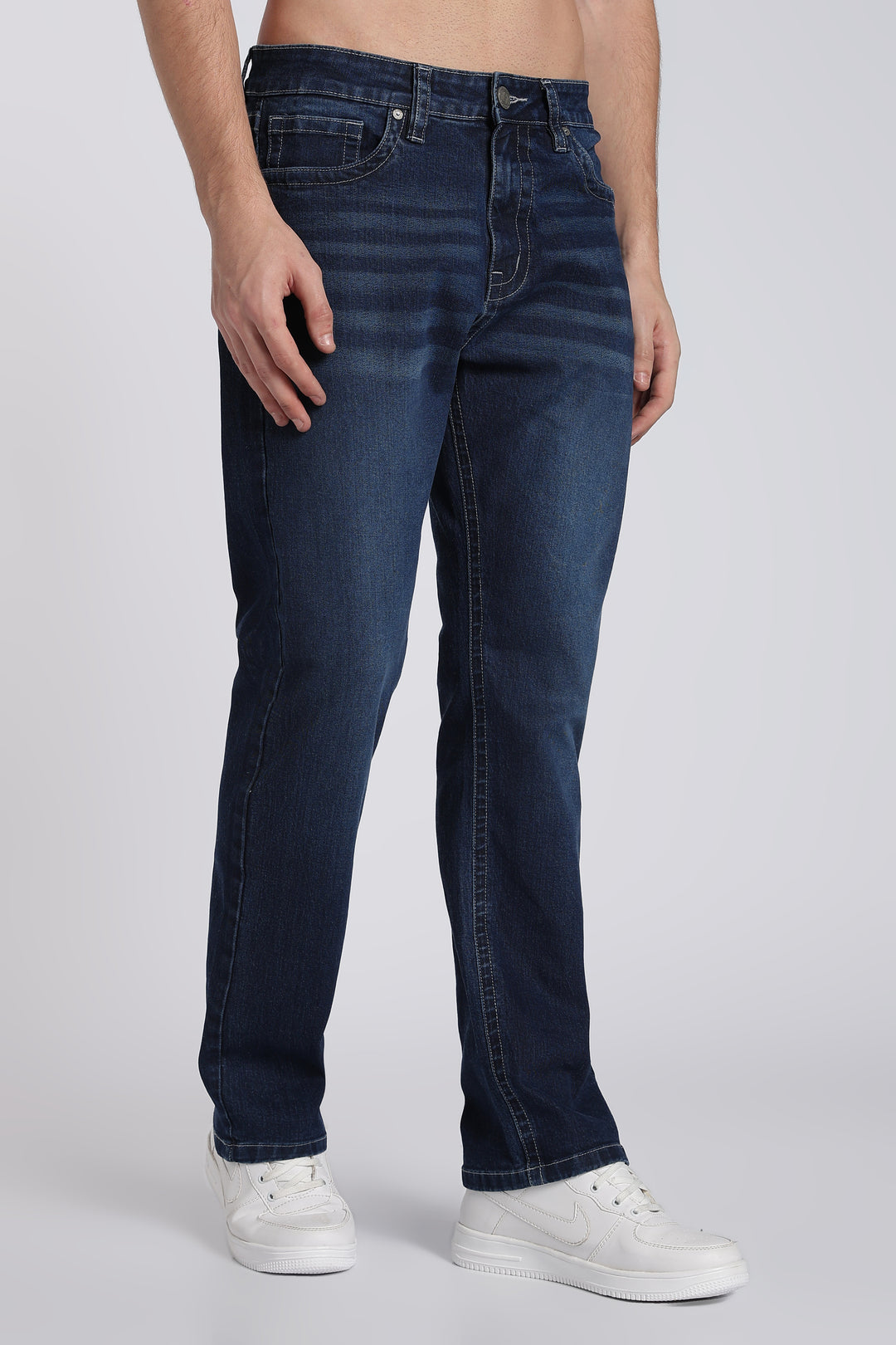 Men's Dark Blue Straight Fit Denim Jeans