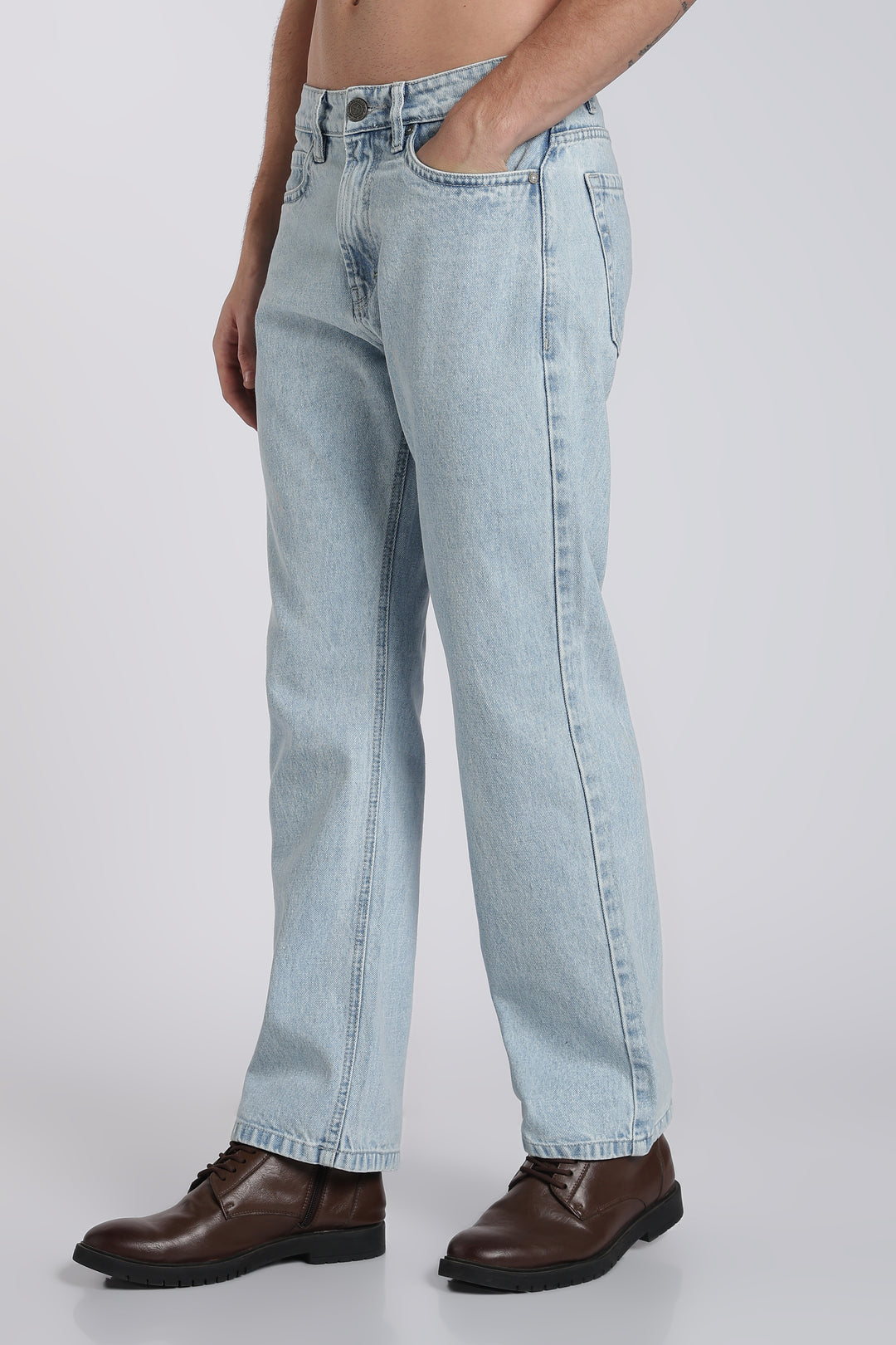 Men's Regular Fit Ice Blue Jeans