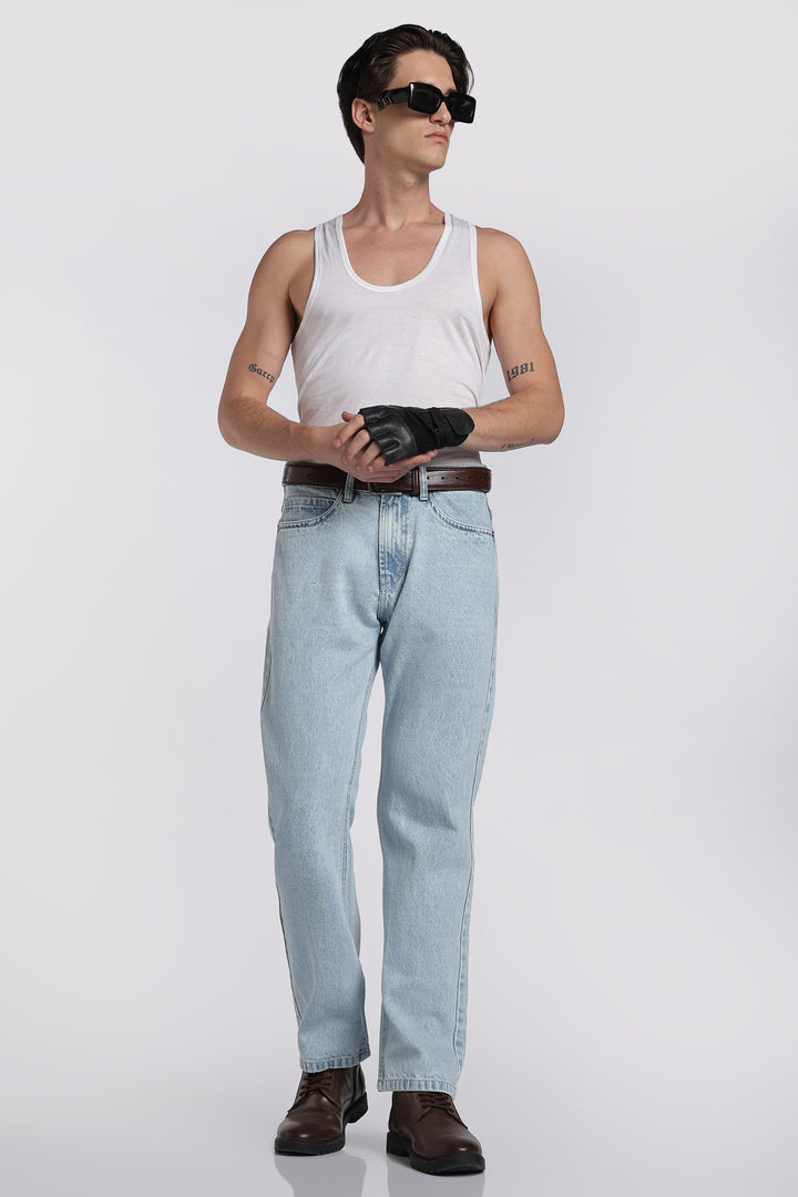 Men's Regular Fit Ice Blue Jeans