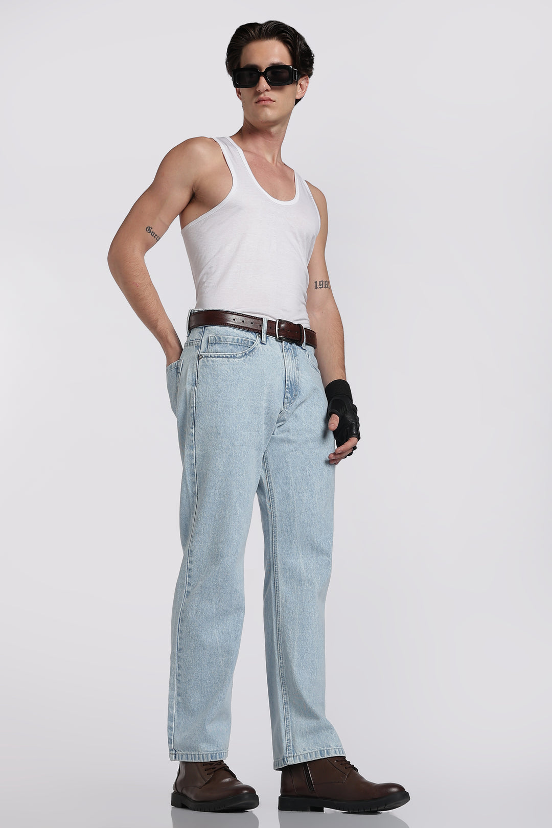 Men's Regular Fit Ice Blue Jeans