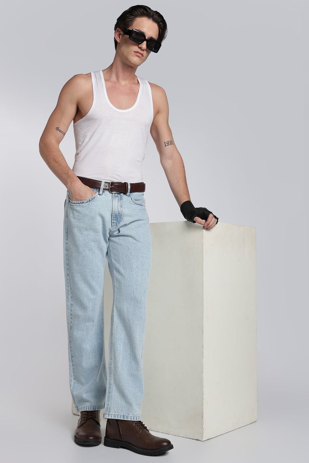 Men's Regular Fit Ice Blue Jeans