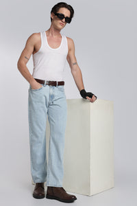 Men's Regular Fit Ice Blue Jeans