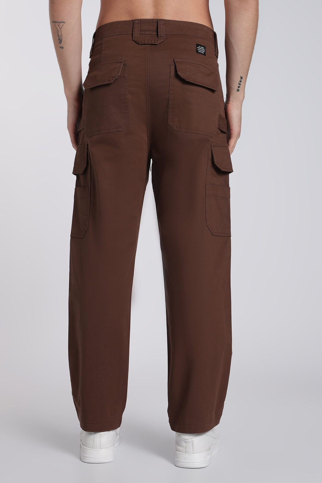 Men's Dark Brown Cargo Pants Relaxed Fit