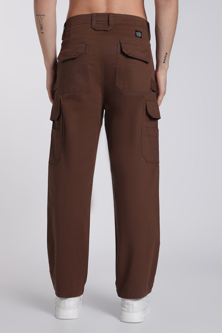 Men's Dark Brown Cargo Pants Relaxed Fit