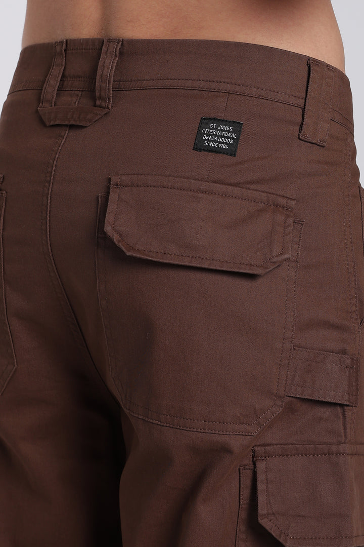 Men's Dark Brown Cargo Pants Relaxed Fit