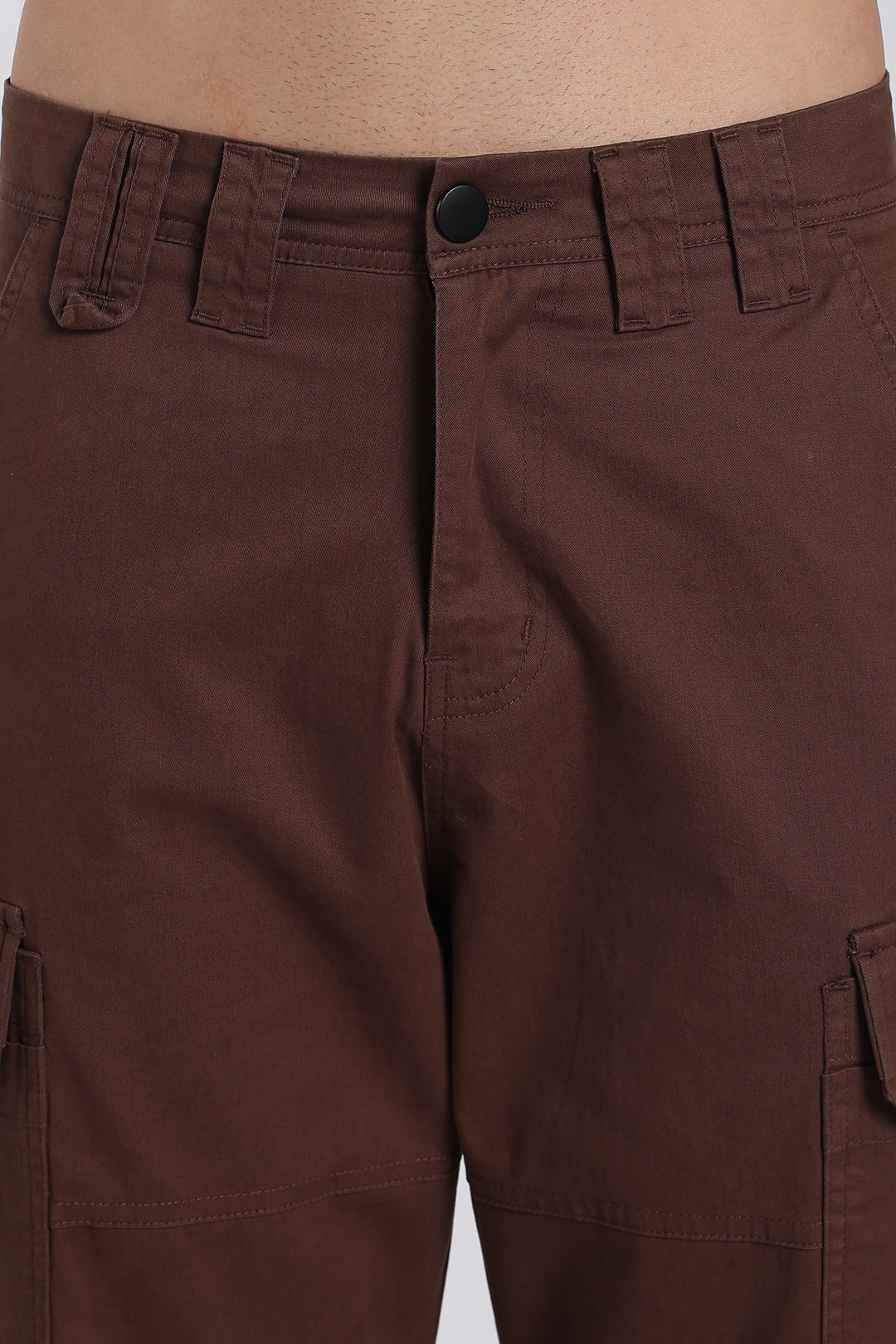Men's Dark Brown Cargo Pants Relaxed Fit