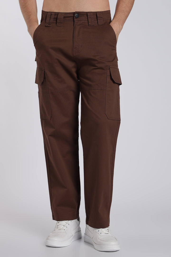 Men's Dark Brown Cargo Pants Relaxed Fit