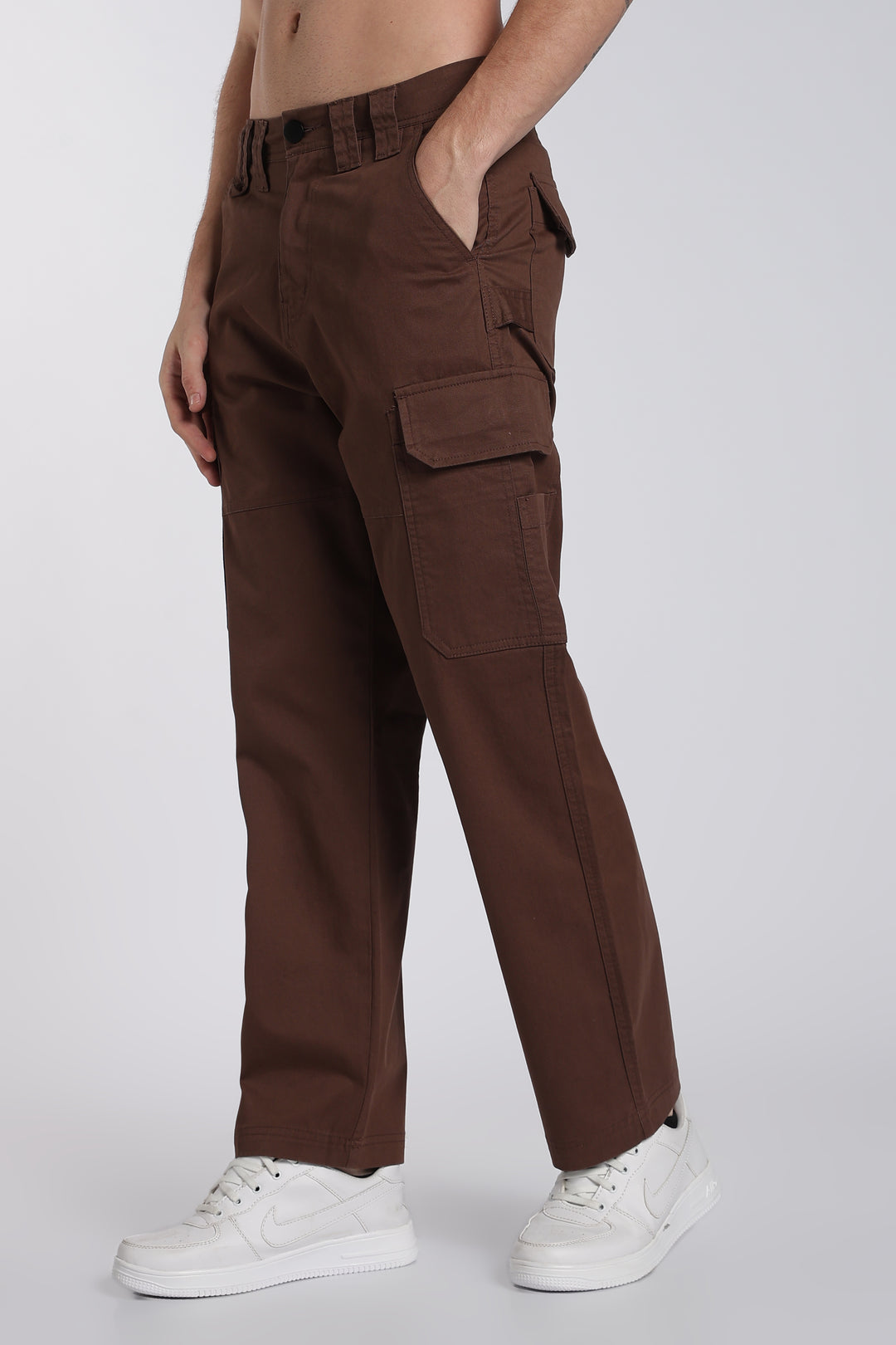 Men's Dark Brown Cargo Pants Relaxed Fit