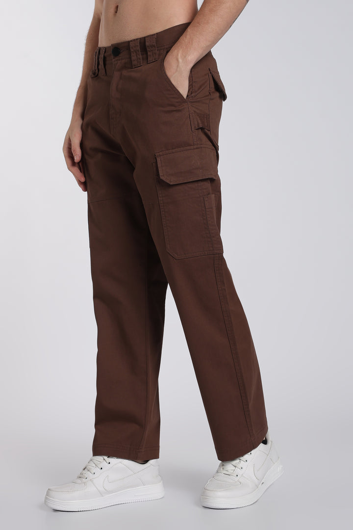 Men's Dark Brown Cargo Pants Relaxed Fit