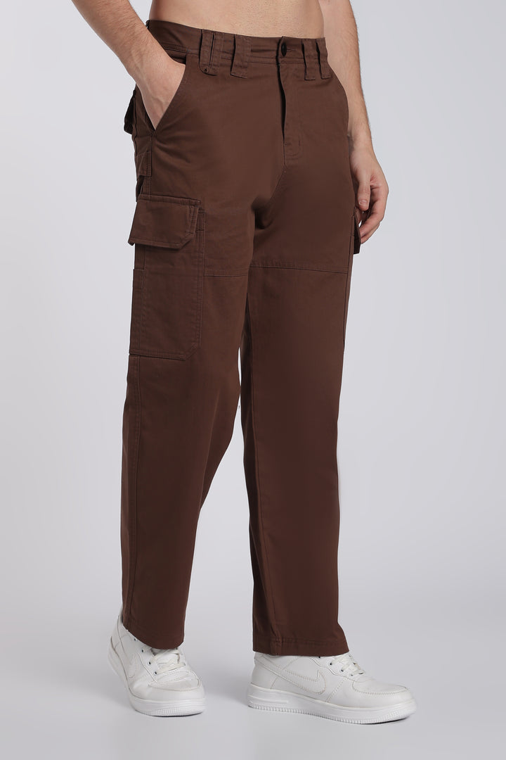 Men's Dark Brown Cargo Pants Relaxed Fit