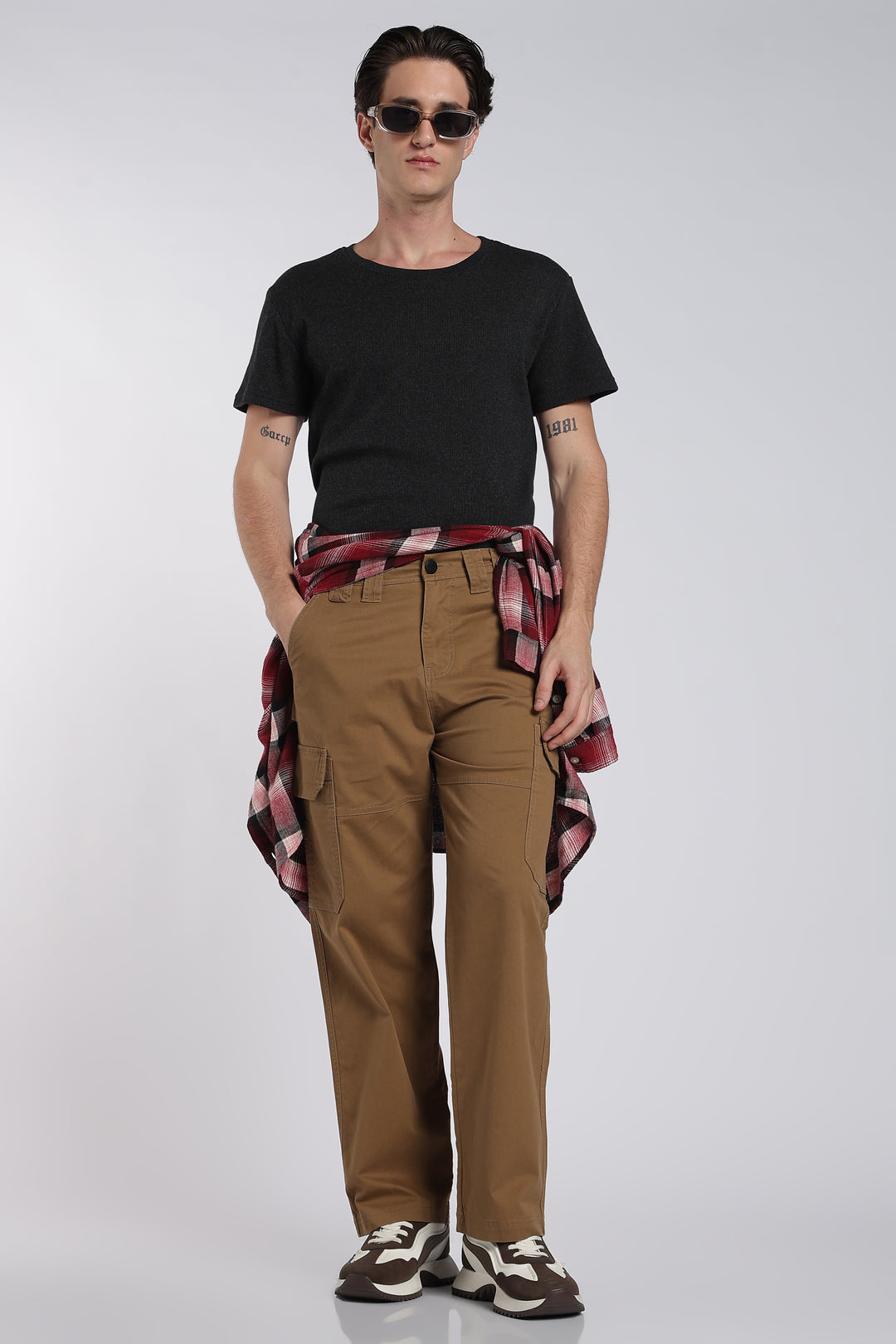 Men's Light Brown Cargo Pants Relaxed Fit