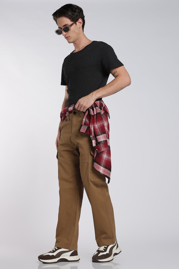 Men's Light Brown Cargo Pants Relaxed Fit