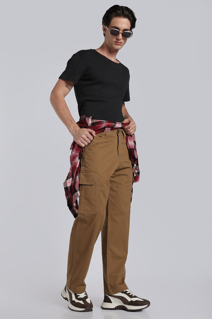 Men's Light Brown Cargo Pants Relaxed Fit