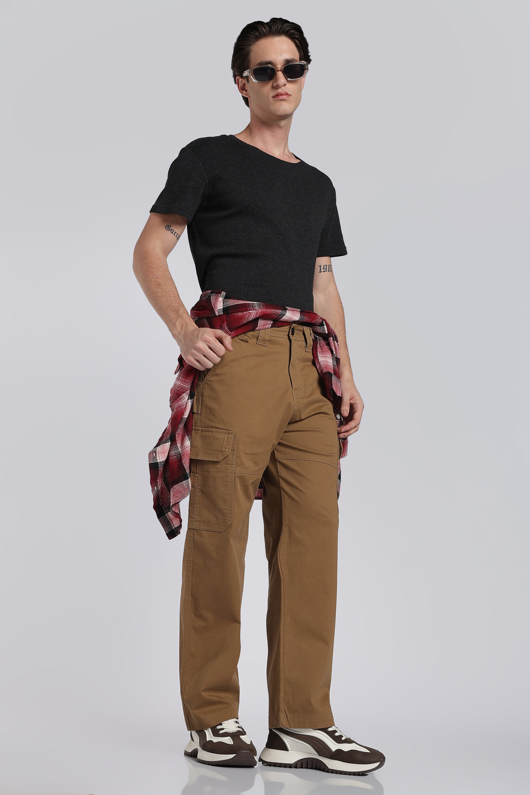 Men's Light Brown Cargo Pants Relaxed Fit